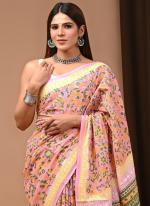 Cotton Pink Casual Wear Printed Saree